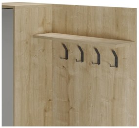 Zöld-natúr színű előszoba bútor tölgyfa dekorral 108x195x35 cm Heidy – Marckeric