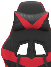 vidaXL fekete és piros műbőr forgó játékszék lábtartóval