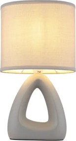 Globo 21731G Asztali lámpa, kerámia szürke, textil szürke, kábel PVC fehér, billenőkapcsoló a kábelen, HxSzxM: 170x100x300mm, kábel hossza 1300mm, 1x E14 40W 230V izzó nélkül