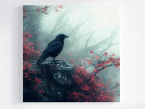 Vászonkép Canvas Madár Holló Köd Ősz Szikla Természet 40x40