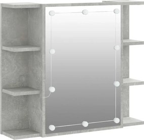 vidaXL betonszürke tükrös szekrény LED-ekkel 70 x 16,5 x 60 cm