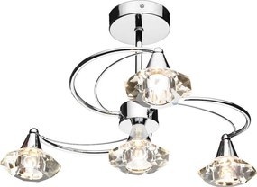 DAR LIGHTING LUT0450 LUTHER Kristály Mennyezeti Lámpa Csiszolt Króm G9 IP20