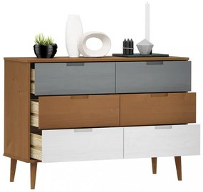 MOLDE barna tömör fenyőfa fiókos szekrény 113 x 40 x 80 cm