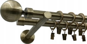 Dupla Arany FĂŒggönykarnis Antik Ă19+19mm Gömb 180cm