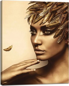Vászonkép Elmélkedő Nő Arany Toll Színek 40x50 cm