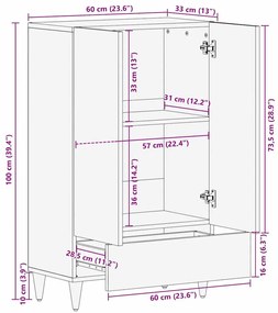 Oldalsó szekrény fiókkal Fekete és Arany 60 x 33.5 x 100 cm