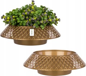 2x Virágcserép Temető tál Arany kerek Ø 23cm sír kompozíció áttört