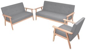 3 részes világosszürke szövet kanapészett