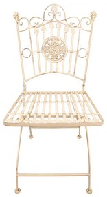 Vintage antikolt fehér kovácsoltvas jellegű fém kerti szék 52x48x99 cm