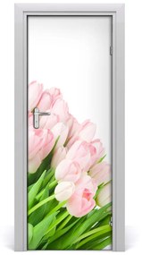 Ajtóposzter öntapadós rózsaszín tulipánok 85x205 cm