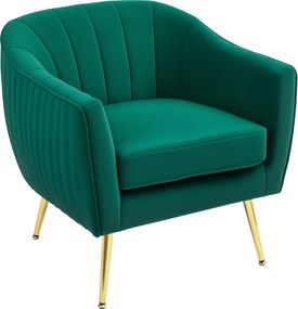 HOMCOM Kárpitozott Lounge Karosszék Kartámlával és Hátmasszázs, Modern Dizájn, Fém Lábakkal (71x72x73 cm) Zöld | Aosom