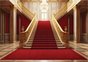 Tapéta Palota lépcső Piros szőnyeg Arany Klasszikus design 400x280 +ragasztó
