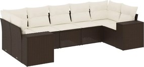 vidaXL 7 részes barna polyrattan kerti ülőgarnitúra párnákkal