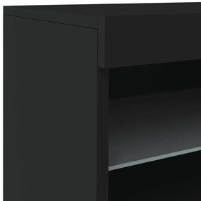 fekete tálalószekrény LED-világítással 60 x 37 x 67 cm
