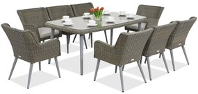 Garden Point Cordoba exkluzív 8 személyes technorattán kerti bútorok, szürke