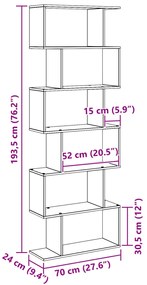 Fekete tölgy könyvespolc 70x24x193.5 cm Fából készült