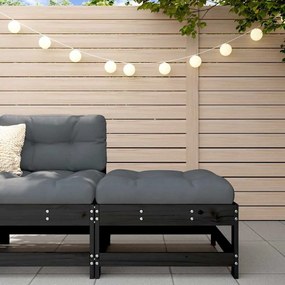 Fekete tömör fenyőfa kerti lábzsámoly párnával