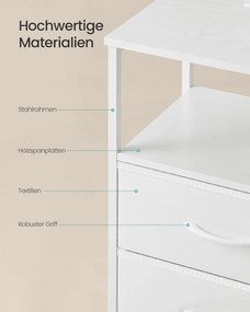 SONGMICS éjjeliszekrény töltőállomással, állítható LED-világítással, hófehér