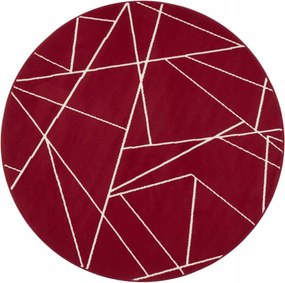 Kerek modern szőnyeg nappaliba,piros krém geometrikus minta 140cm