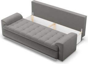 Tokio kanapéágy, bársony, világosszürke