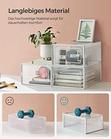 Cipődobozok, 12 darabos készlet, műanyag cipőrendező 44-es méretig, átlátszó-fehér