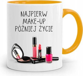 Sárga Bögre Kozmetikusnak Először Sminkelés nyomott mintával