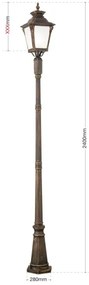 Orion - AIKO kültéri lámpa 1xE27/60W/230V 240 cm IP23 bronz/patina