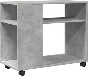 vidaXL betonszürke szerelt fa kisasztal kerekekkel 70 x 35 x 60 cm