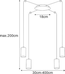 KAJA K-4897 PUERTO Fekete Színű Függeszték 4xGU10 10W IP20
