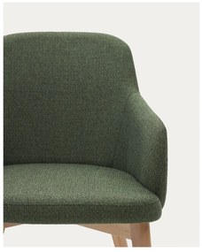 Sötétzöld kárpitozott karfás étkezőfotel Nelida – Kave Home