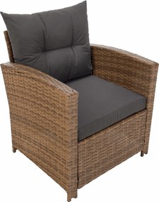 Kerti rattan szett, szürkésbarna/világosbarna, SAGIR