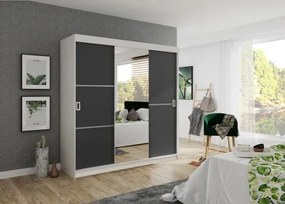 Bill 2 200 Tolóajtós Szekrény 200cm, Fehér-Grafit