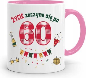 Születésnapra 60 60-es 60-as Bögre Rózsaszín Ajándék fényképes nyomtatással