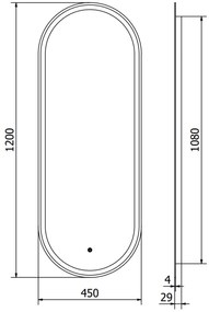 Mexen Bono, LED fürdoszobai tükör háttérvilágítással 45 x 120 cm, 6000K, páramentesíto, 9816-045-120-611-00