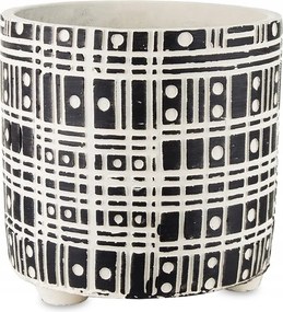 Krémszínű Virágtartó Fekete 12x11 Lábakon, Mintás