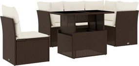 vidaXL 6 részes barna polyrattan kerti ülőgarnitúra párnával