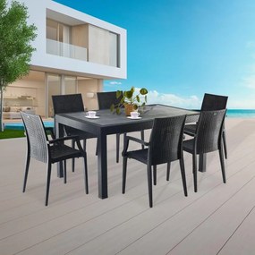 Avenberg SAONA 7-részes kerti bútor szett - Fekete