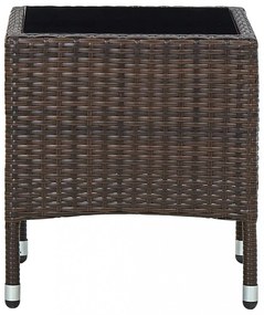 barna polyrattan kerti asztal 40 x 40 x 45 cm