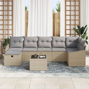 8 részes Kert Sofa Szett Párnákkal Bézs Polirattan