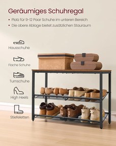 VASAGLE cipőtartó állvány 8x75x53cm, barna–tintafekete