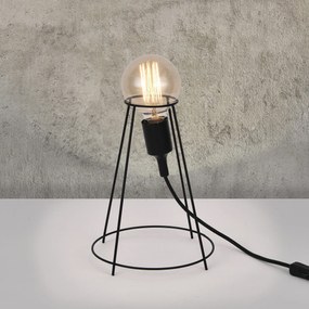 [lux.pro] Asztali lámpa Sydney éjjeli lámpa indusztriál design 26 x ø 20 cm fekete
