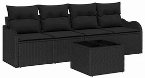vidaXL Kerti Kanapé Szett Fekete polirattan