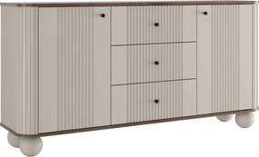 Vesper fiókos komód 160 cm - kasmír / dió / fekete fogantyúk / gömb alakú lábak