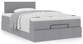 Ottomán ágy matraccal világosszürke 120x190 cm szövet