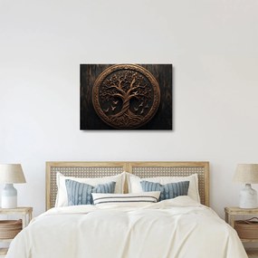 Üveg kép – Fából készült életfa (70x50 cm)