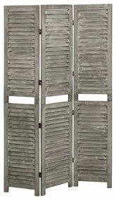 szürke 3 paneles tömör faparaván 106,5 x 166 cm