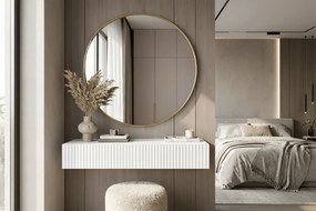 Nicole fali sminkasztal arany tükörrel 80 cm - matt fehér