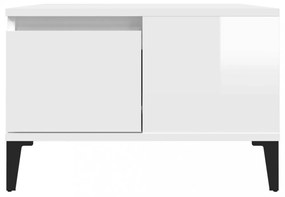 magasfényű fehér szerelt fa dohányzóasztal 55 x 55 x 36,5 cm