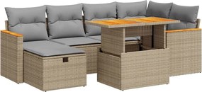vidaXL 8 részes bézs polyrattan kerti ülőgarnitúra párnával