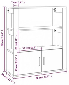 füstös tölgy színű szerelt fa tálalószekrény 80x30x90 cm